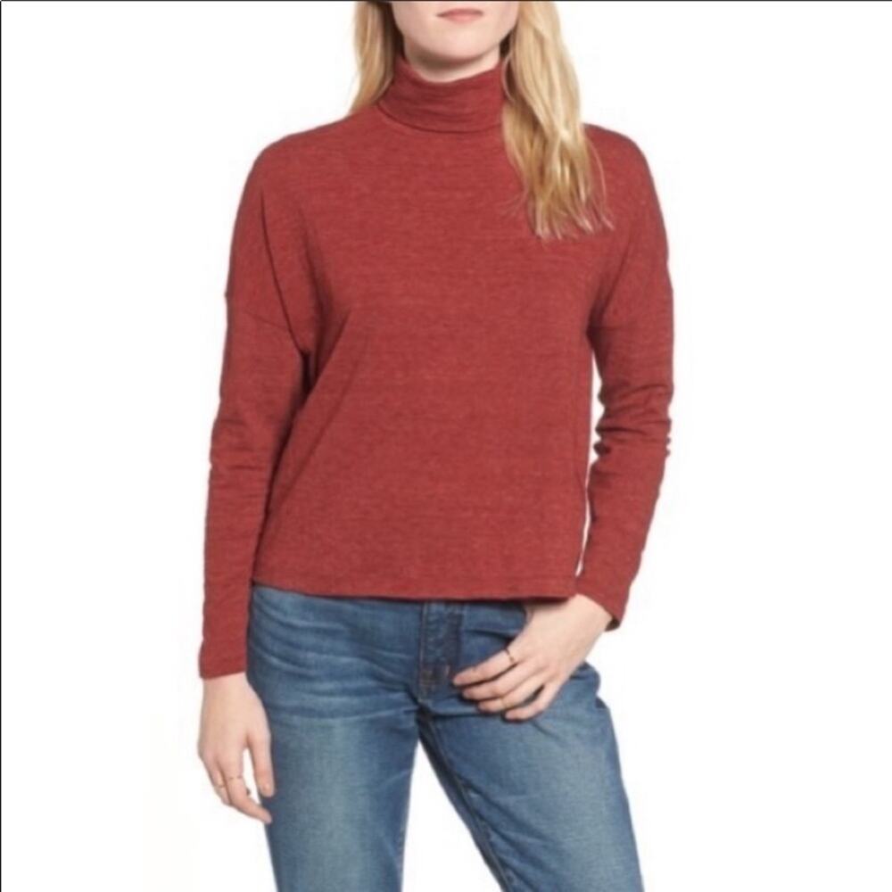 Madewell Boxy Turtleneck Rust Long Sleeve Top